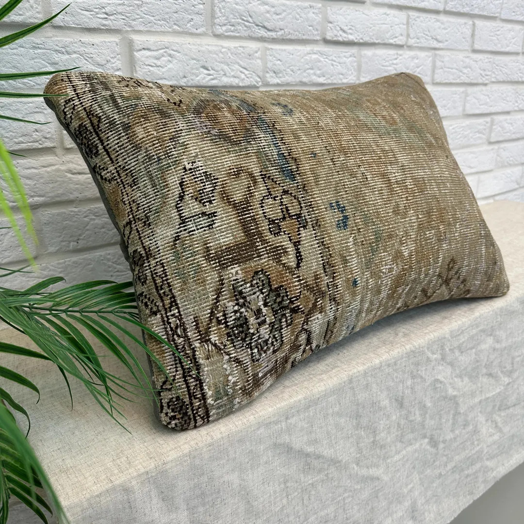 Vintage Pillow Cover, 16x24 Rug Cushion, Decor Pillow, Handknotted Pillow, Rug Cushion, Turkish R... | Etsy (US)