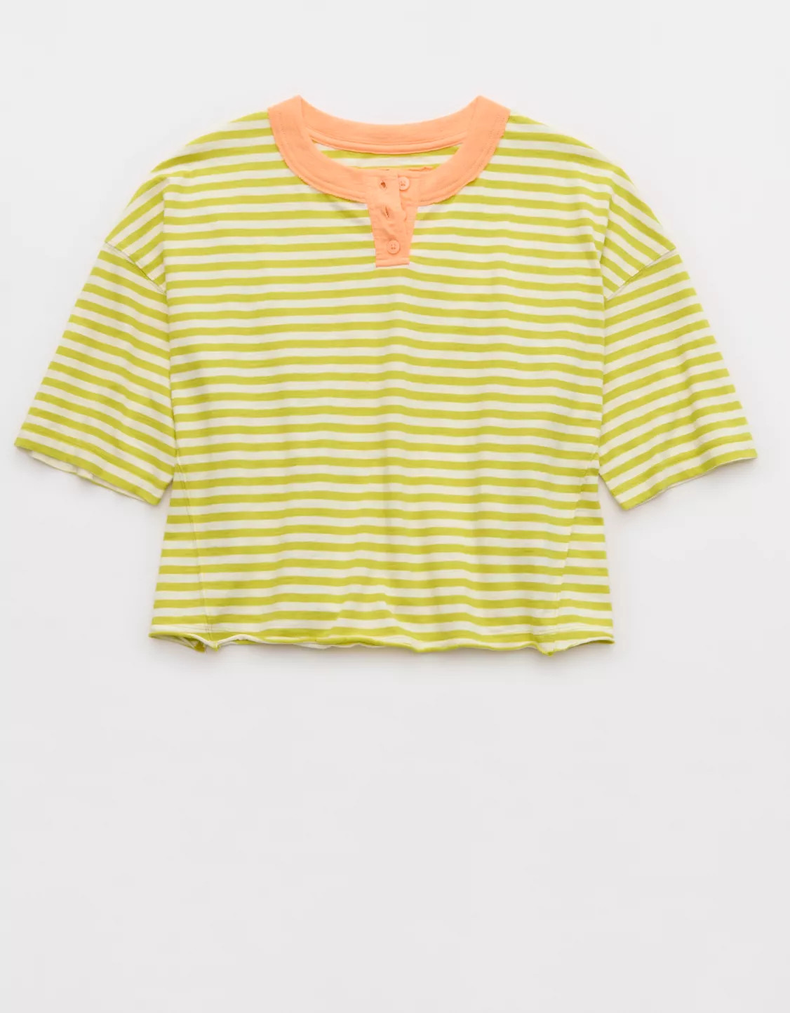 Aerie Remix Henley Cropped T-Shirt | Aerie
