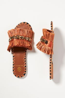 De Siena Embellished Raffia Slide Sandals | Anthropologie (US)