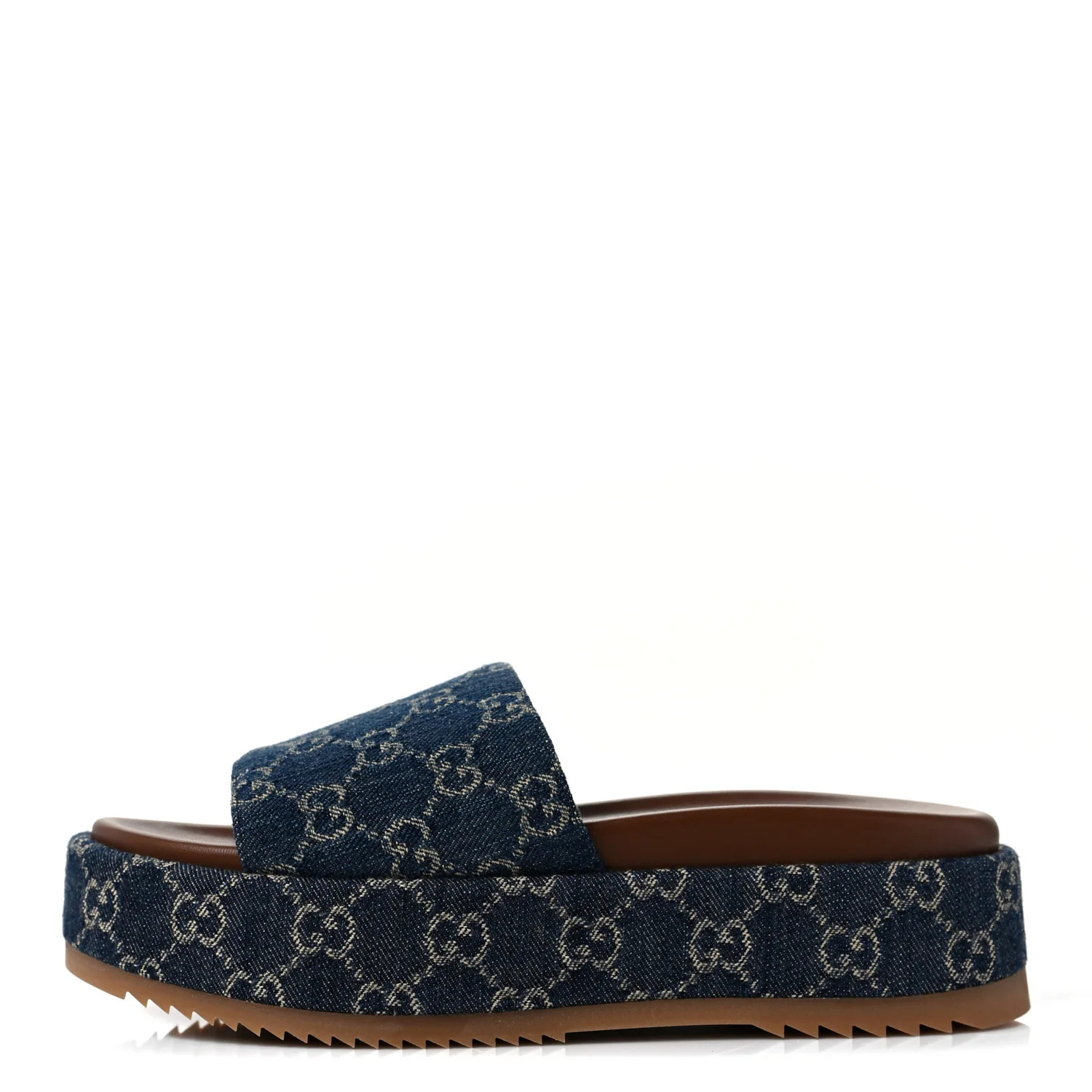 GUCCI New Denim GG Monogram Angelina Platform Slide Sandal 39.5 Blue Tea | FASHIONPHILE (US)