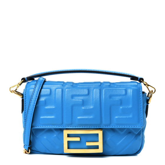 Nappa FF 1974 Embossed Mini Baguette Blue Royal | FASHIONPHILE (US)