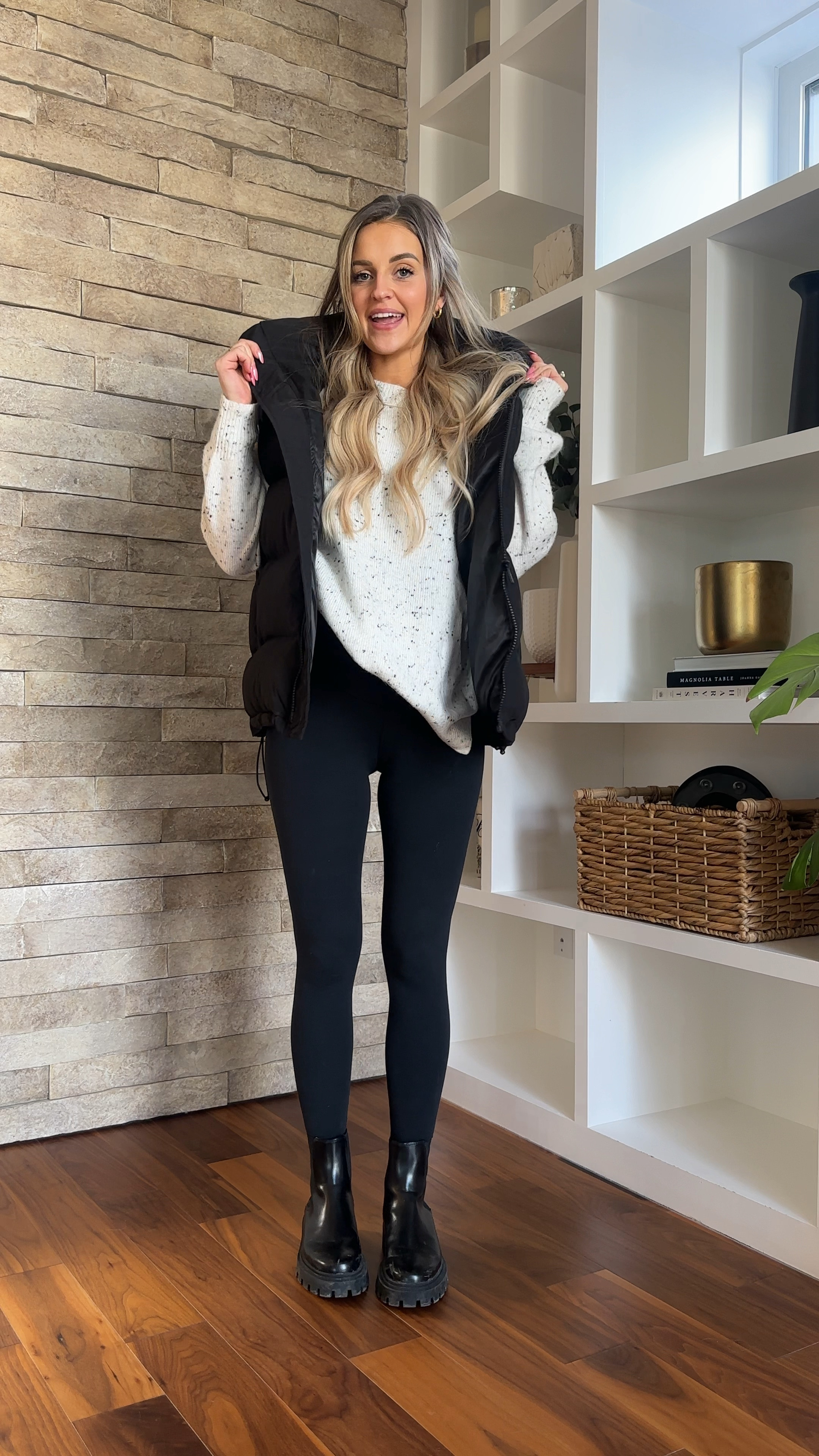 Wearing a small in the leggings, m in the sweater and the vest is a size 4! 💫☺️

#LTKSeasonal #LTKstyletip #LTKSpringSale