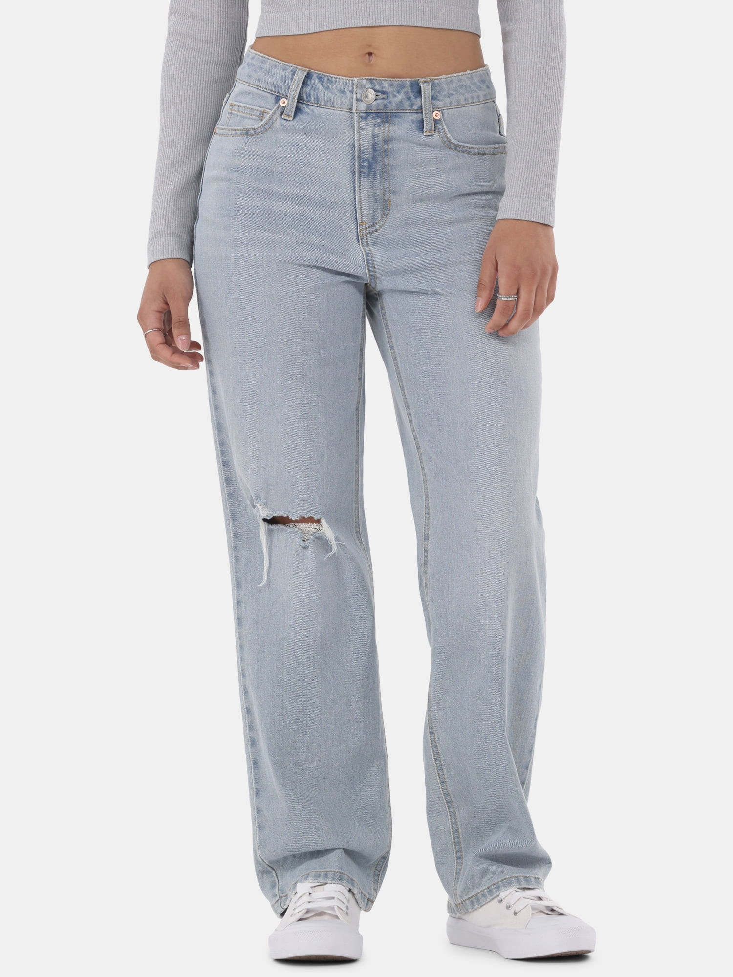 No Boundaries High-Rise Straight Leg Jeans, 30" Inseam, Women’s | Walmart (US)
