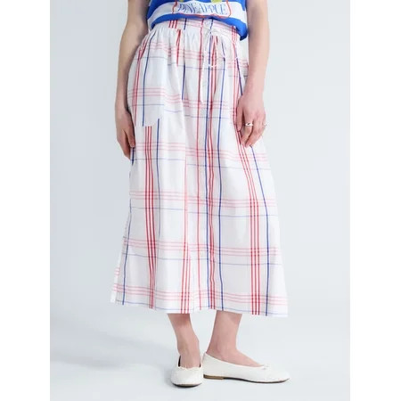 Free Assembly Women s and Women s Plus Button-Front Cotton Maxi Skirt Sizes XS-4X | Walmart (US)