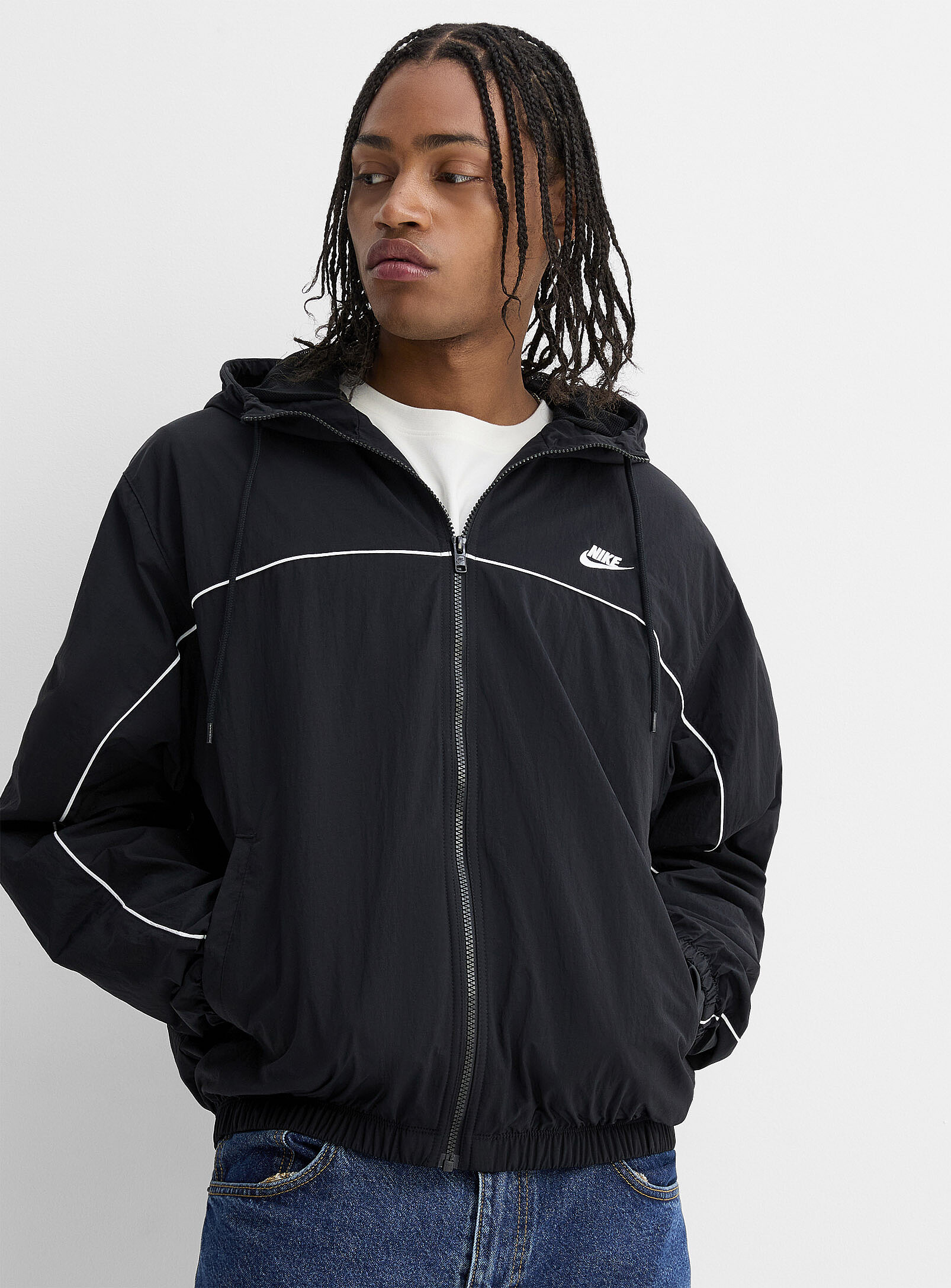 Nike - Retro Club windbreaker jacket (Men, Black, LARGE) | Simons