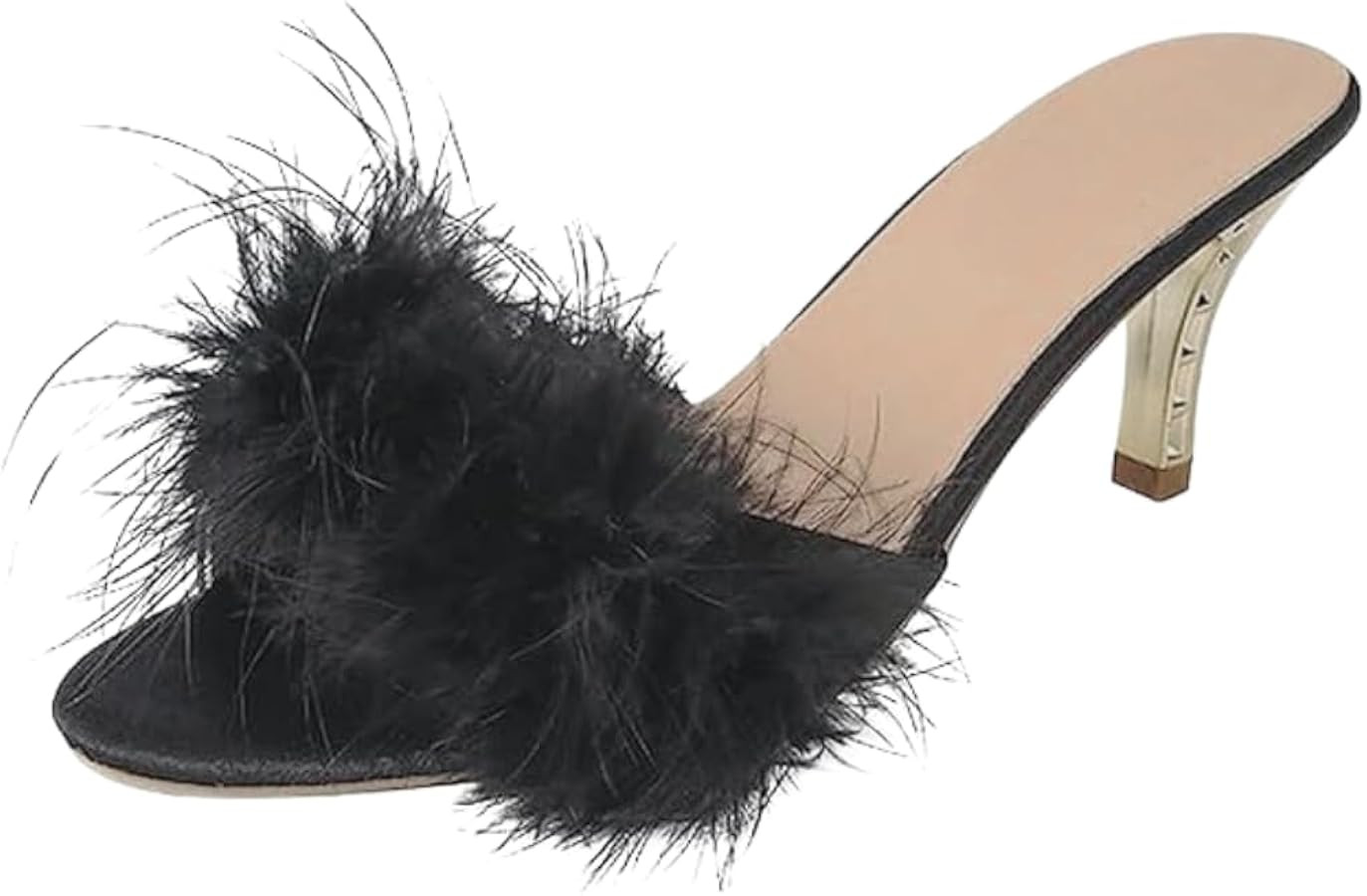 Women Sexy Slipper Cute Fuzzy Heels Furry Kitten Heels for Lingerie Wedding Birthday | Amazon (US)