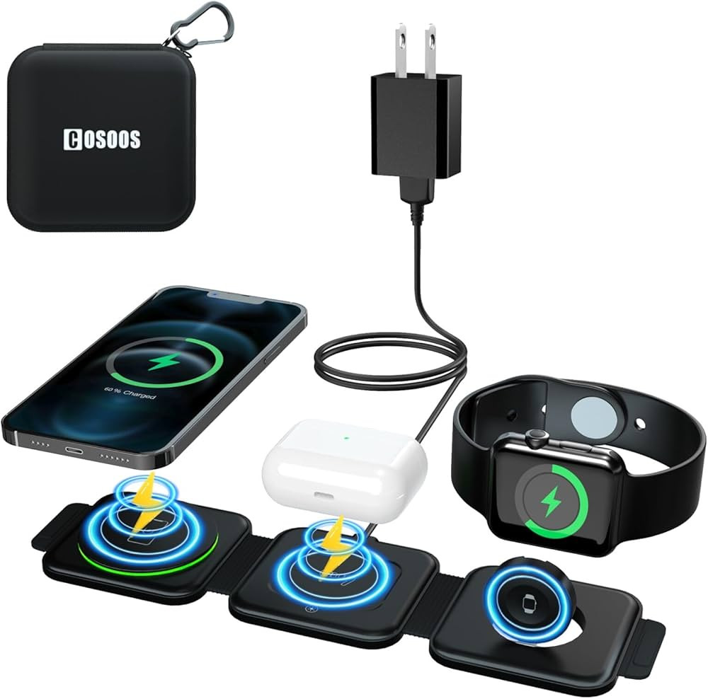 COSOOS 3in1 Magnetic Wireless Charger for iPhone 14 Pro Max, 14 Pro, 14 mini,13,12, iWatch, Airpo... | Amazon (US)