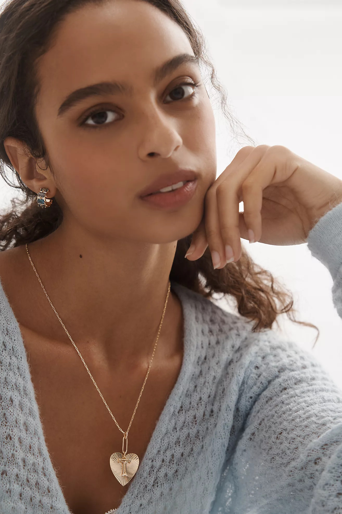 Fluted Heart Pendant Monogram Necklace | Anthropologie (US)