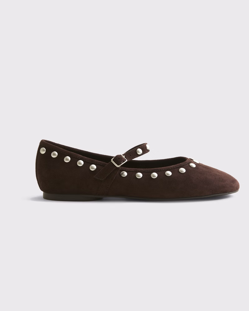 Mary Jane Round-Toe Vegan Suede Flats | Abercrombie & Fitch (US)
