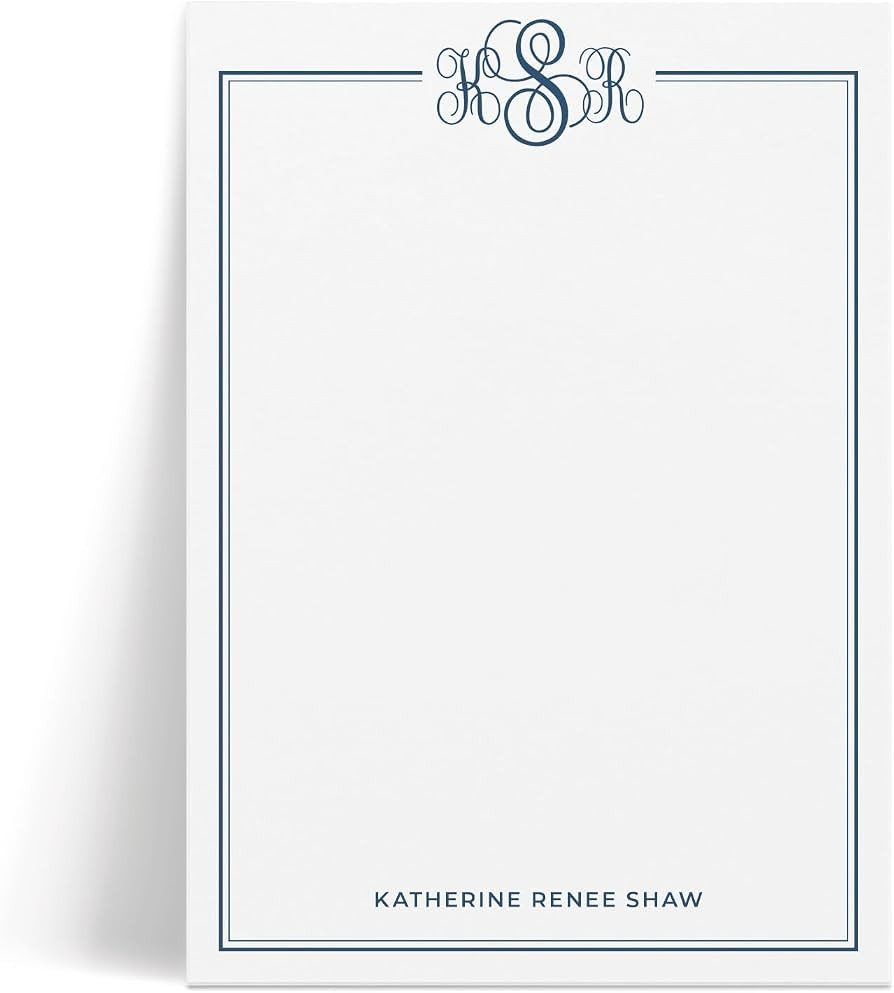 Curio Press Personalized Stationery Notepad for Women, Classic Monogram Pad | Amazon (US)