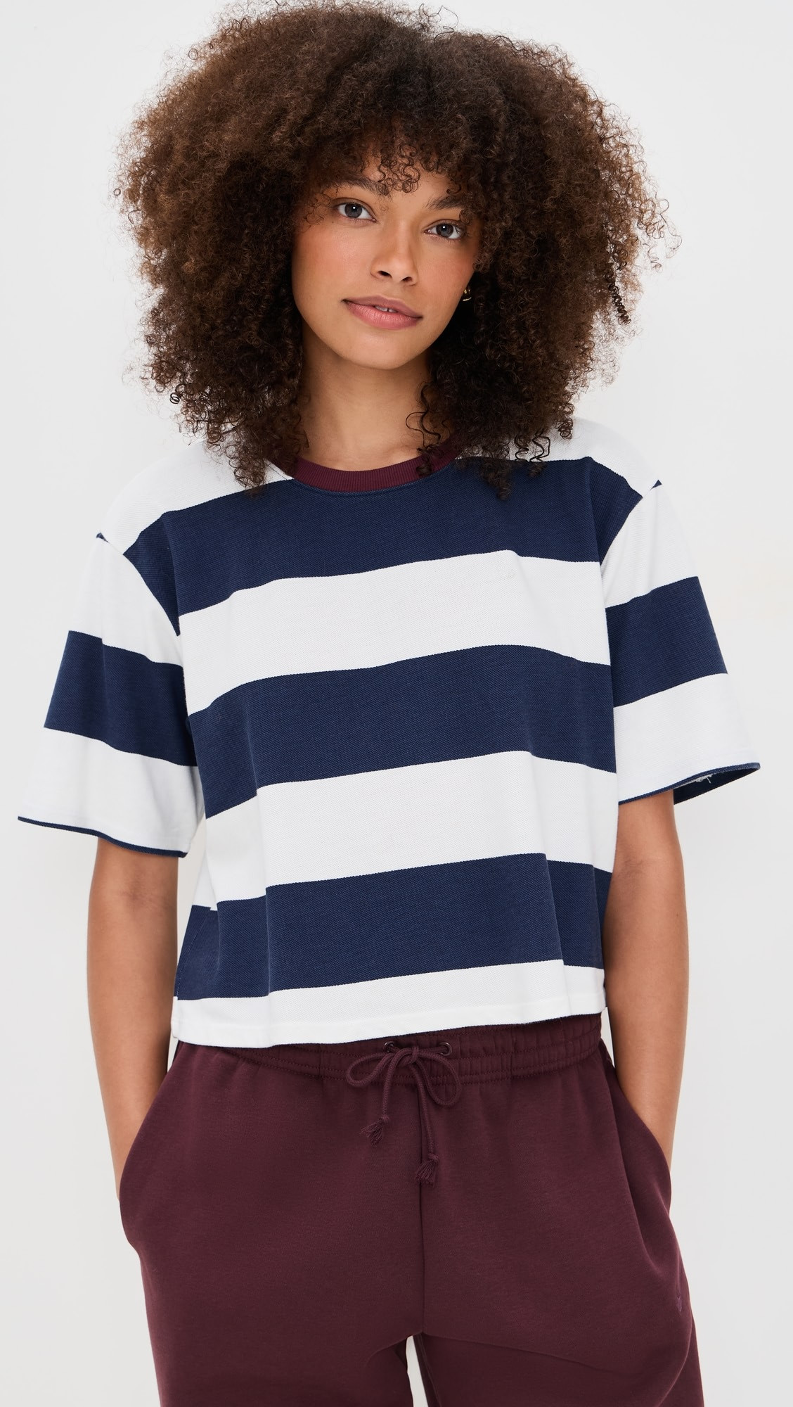 Wide Stripe Pique Boxy Crew | Shopbop