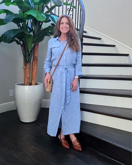 Long sleeve linen shirtdress is on sale now. It comes in regular and petite. I'm wearing a size Regular Small.
#falloutfit #petitefashion #outfitinspo #fashionfinds

#LTKover40 #LTKstyletip #LTKsalealert