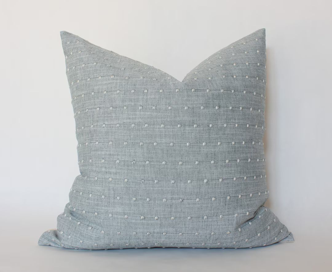 Light Blue Pillow Cover, Blue Sofa Pillows 20x20, Blue Textured Pillow, Dotted Light Blue Throw P... | Etsy (US)