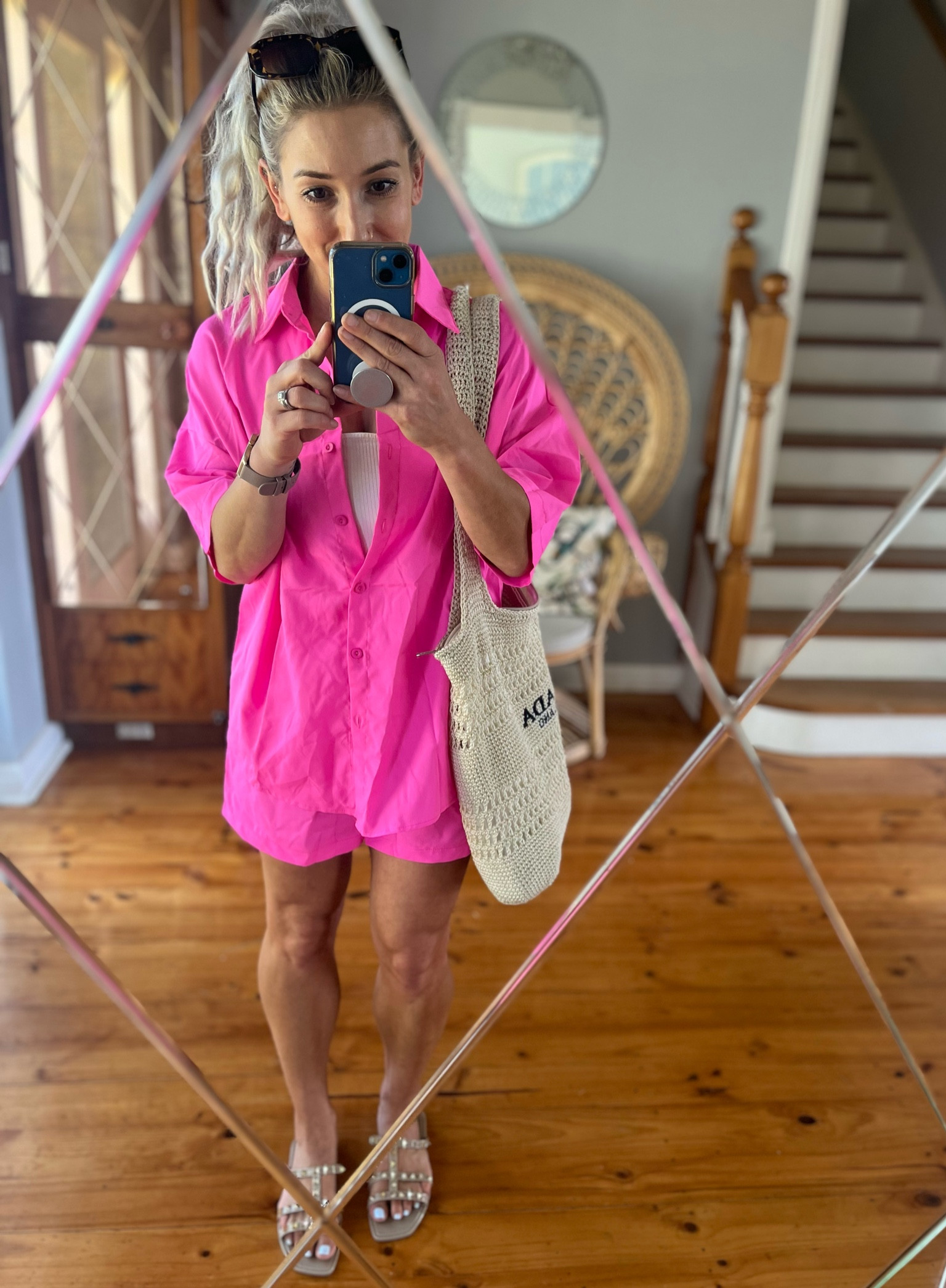 Hot pink co-ord set. 
Matching set. 
Shorts set
Bright colours.
Beach
Resort
Swim
Summer

#LTKover40 #LTKaustralia #LTKHoliday