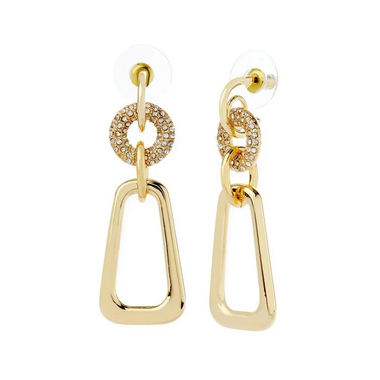 Scoop Women's Cubic Zirconia Drop Earrings in 14KT Flash-Plated Gold - Walmart.com | Walmart (US)