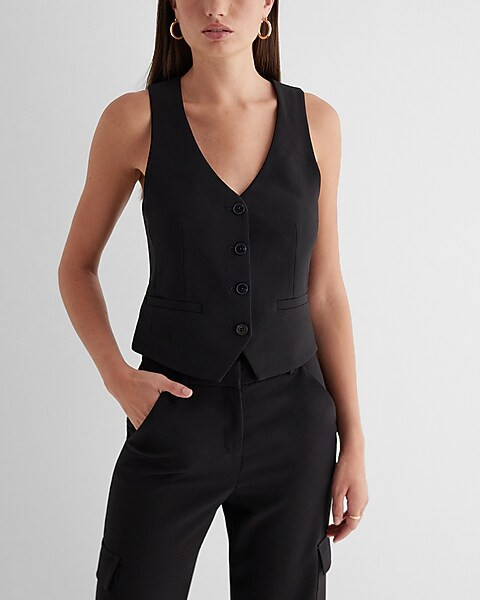 Button Front Tailored Blazer Vest | Express