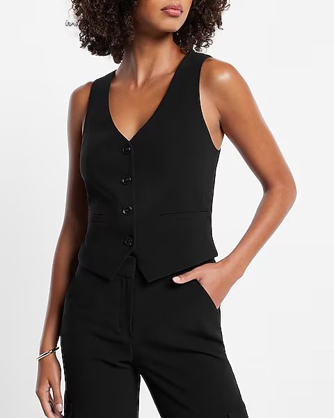 Button Front Tailored Blazer Vest | Express