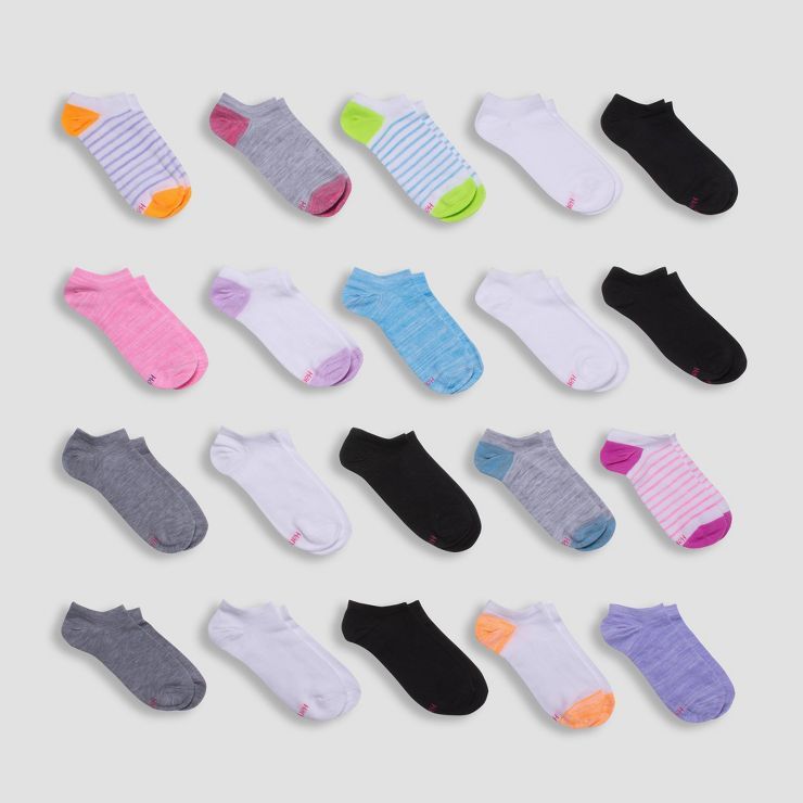 Hanes Girls' 20pk Super No Show Socks - Colors May Vary | Target