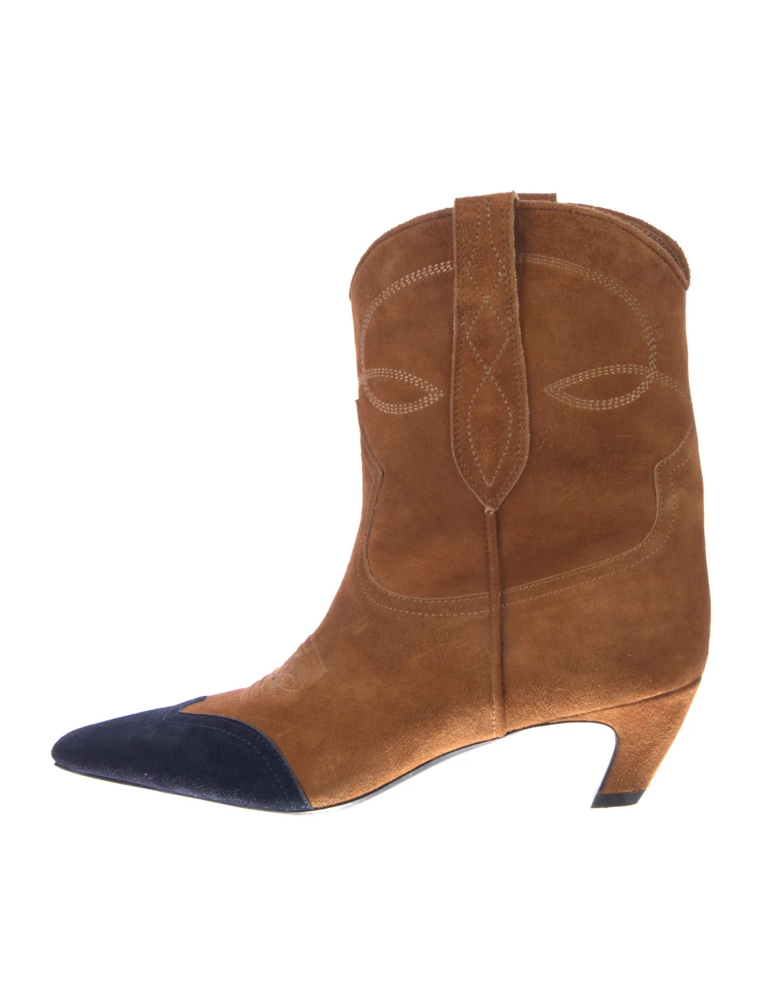 Suede Colorblock Pattern Western Boots | The RealReal