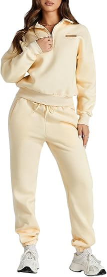 Herseas Women 2 Piece Outfits Sweatsuit Lounge Set Half Zip Pullover with Jogger Airport Tracksui... | Amazon (US)