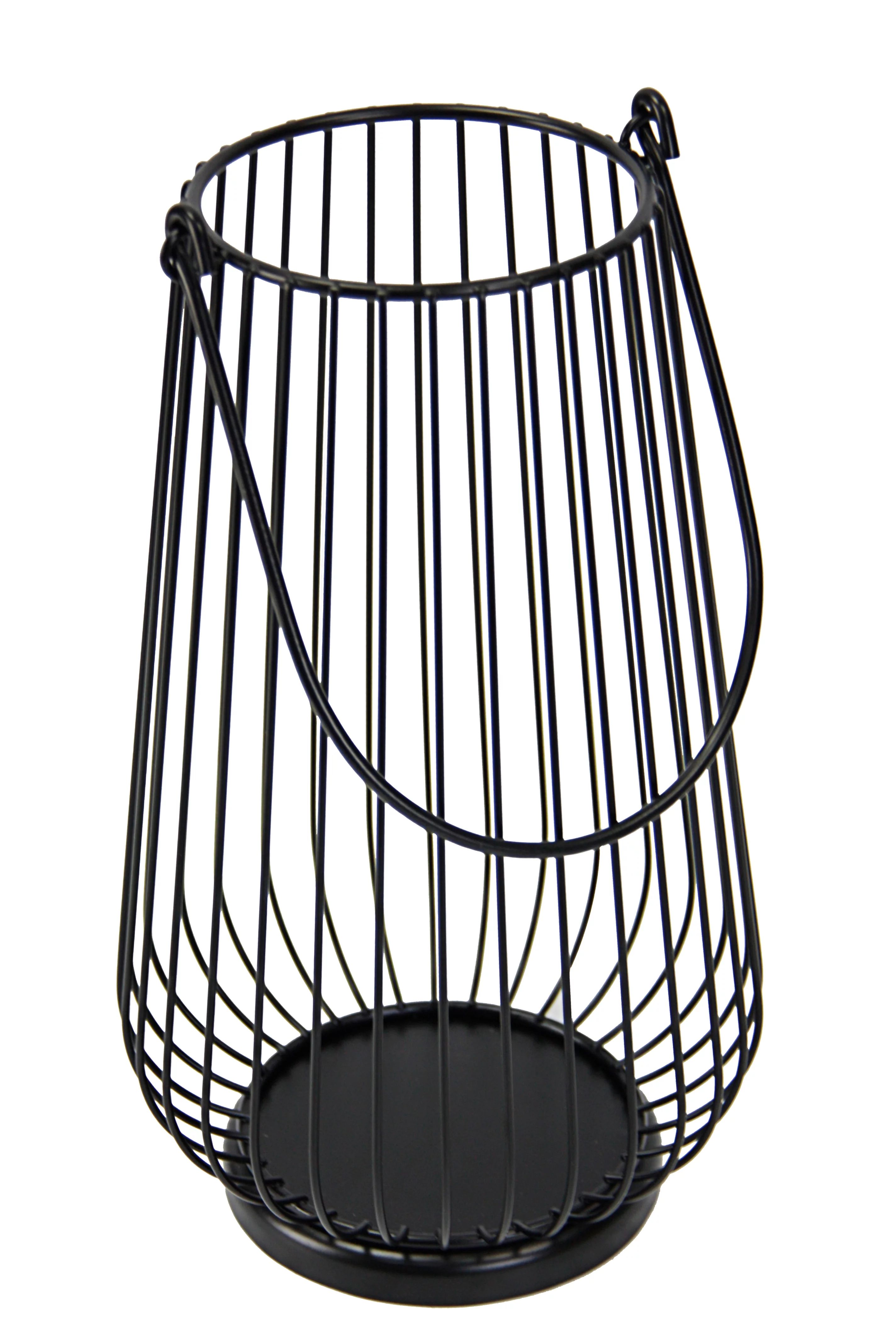 Mainstays 12" Metal Wire Candle Holder Lantern, Black | Walmart (US)