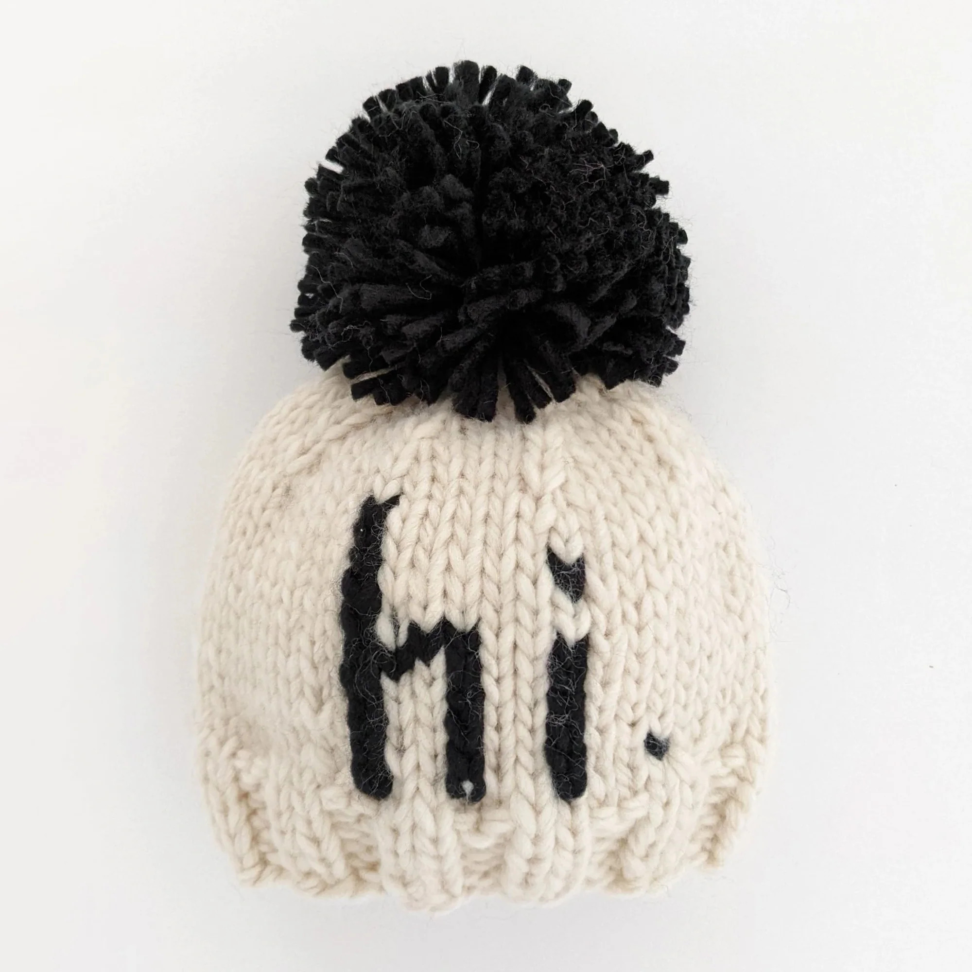 "Hi." Knit Beanie, Black | SpearmintLOVE