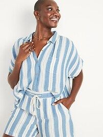 Short-Sleeve Striped Shirt for Women | Old Navy (US)