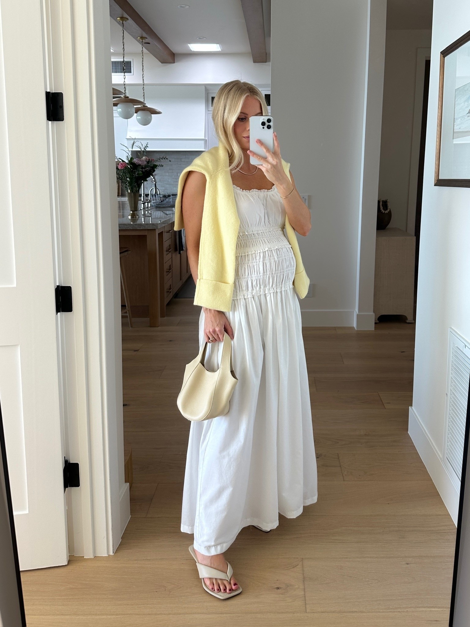 Wearing a medium tall in dress (sized up for pregnancy), medium in draped sweater (pastel yellow), shoes run tts, bag is color cream! #kathleenpost

Spring transition outfit, spring outfits, date night outfits, day date outfit, bump friendly, maternity outfit

#LTKootd #LTKBump #LTKSeasonal