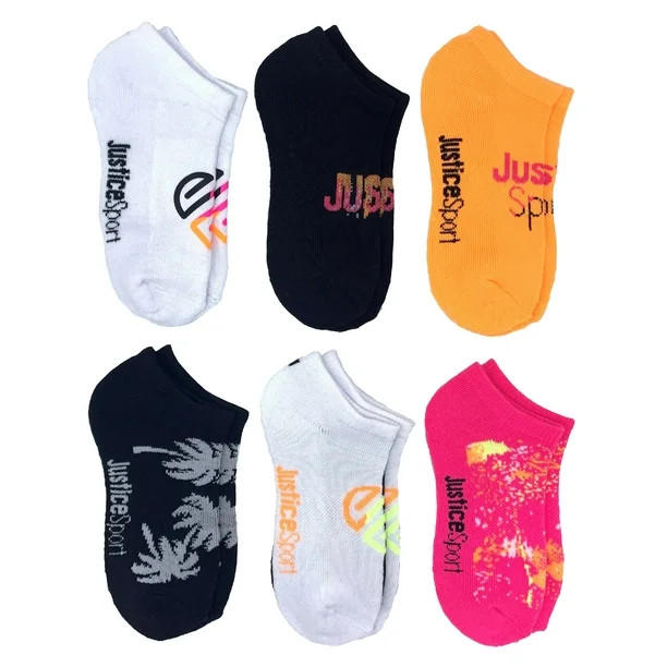 Justice Girls No Show Socks, 6-Pack, Sizes M-L - Walmart.com | Walmart (US)