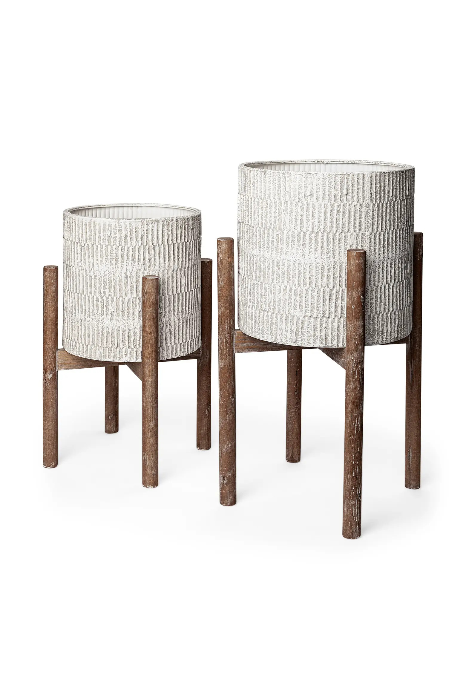 MERCANA Groot Set of Two Ceramic Wooden Base Plant Stands | Nordstrom | Nordstrom