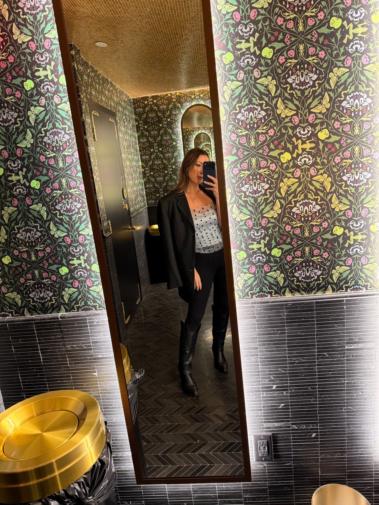 Oversized Black Blazer + Reformation Polka Dot Top + Commando Black Neoprene Leggings + Amazon Black Knee High Cowboy Boots - Date Night / Dinner Outfit / Dallas Night Out / Winter OOTN

#LTKSaleAlert #LTKFindsUnder100 #LTKFindsUnder50