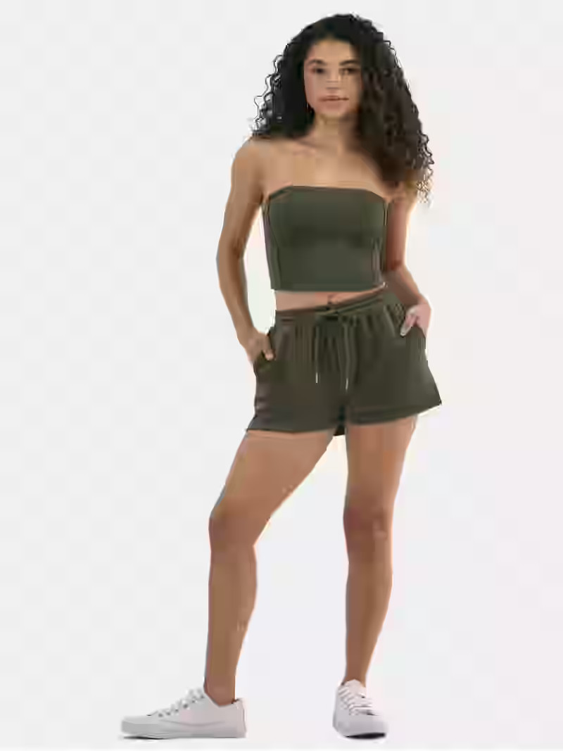 No Boundaries French Terry Tube Top and Shorts Set, 2-Piece, Women's | Walmart (US)