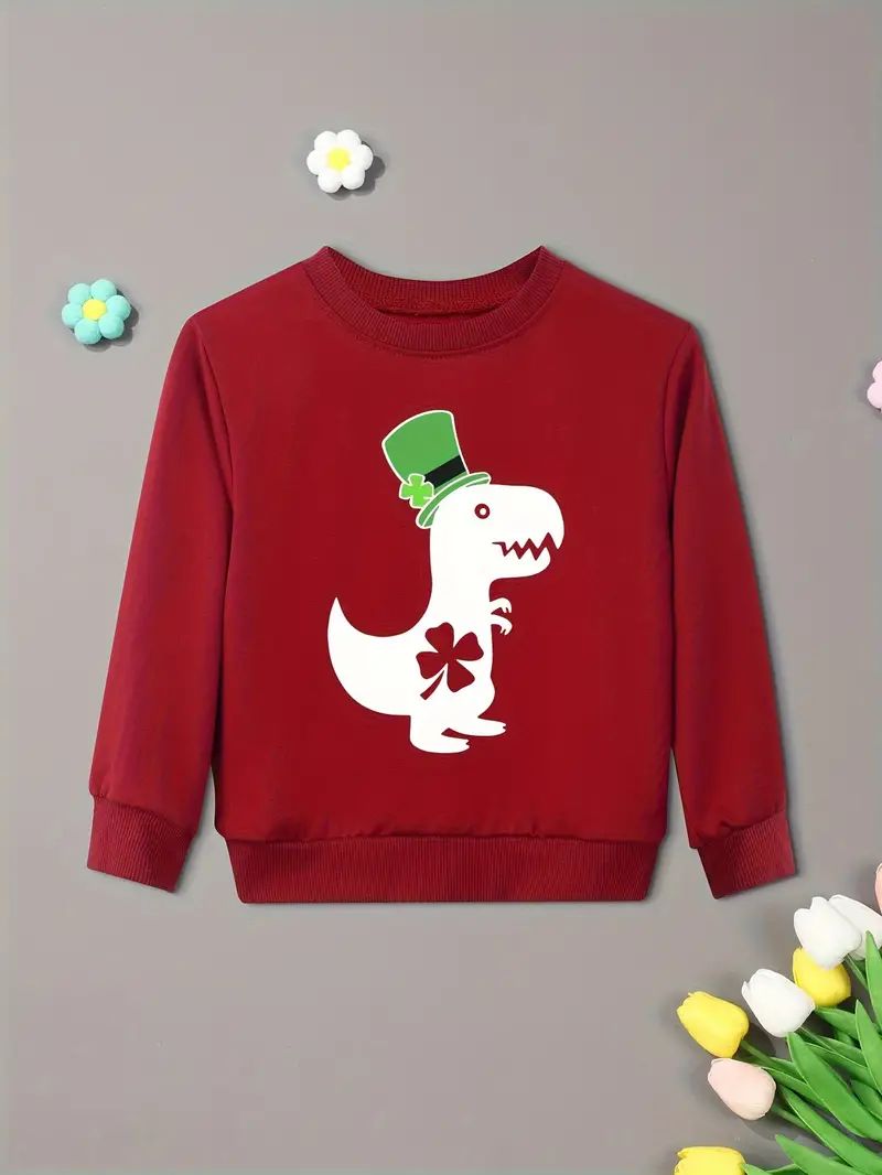 St. Patrick's Day Dinosaur Print Sweatshirt Boys Cool - Temu | Temu Affiliate Program