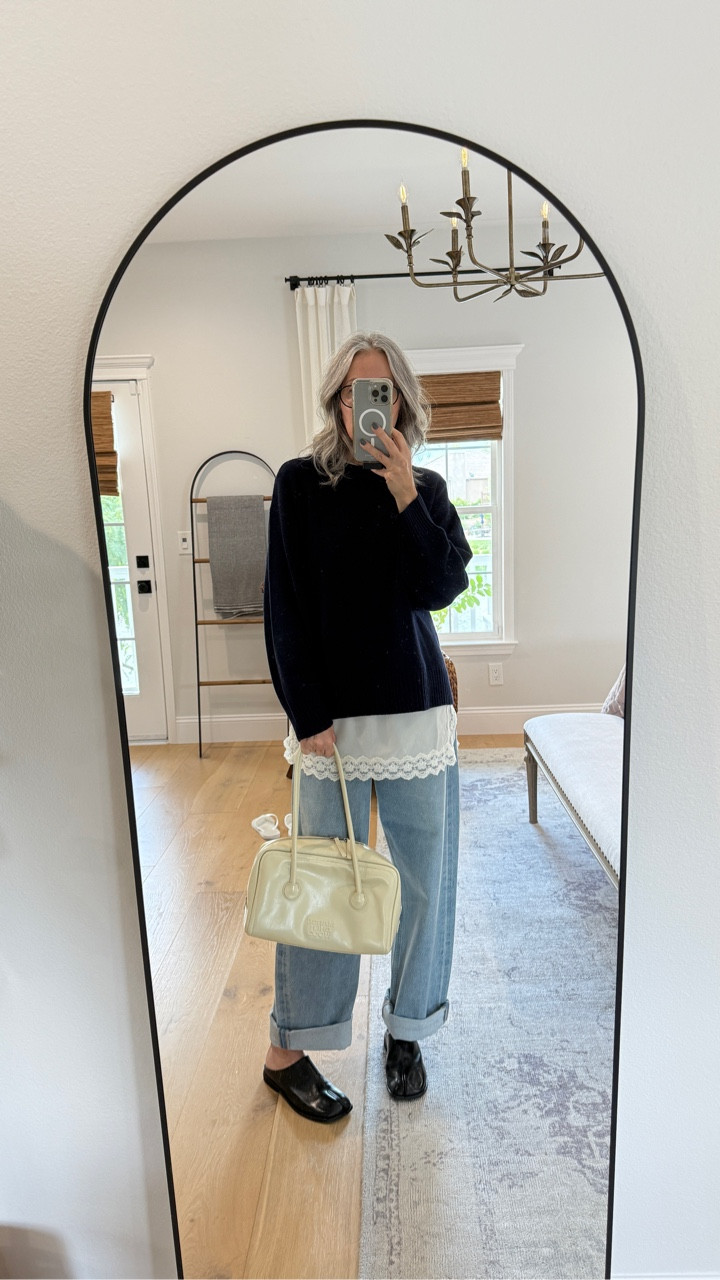 GRWM storytime/history lesson #grwm #lacedress #fashiontrends #fallfashion #lacetop top & sweater @reformation jeans @citizensofhumanity t-shirt @uniqlousa shoes @woodchucksato_official bag @margesherwood_official

#LTKOver40 #LTKSeasonal #LTKStyleTip