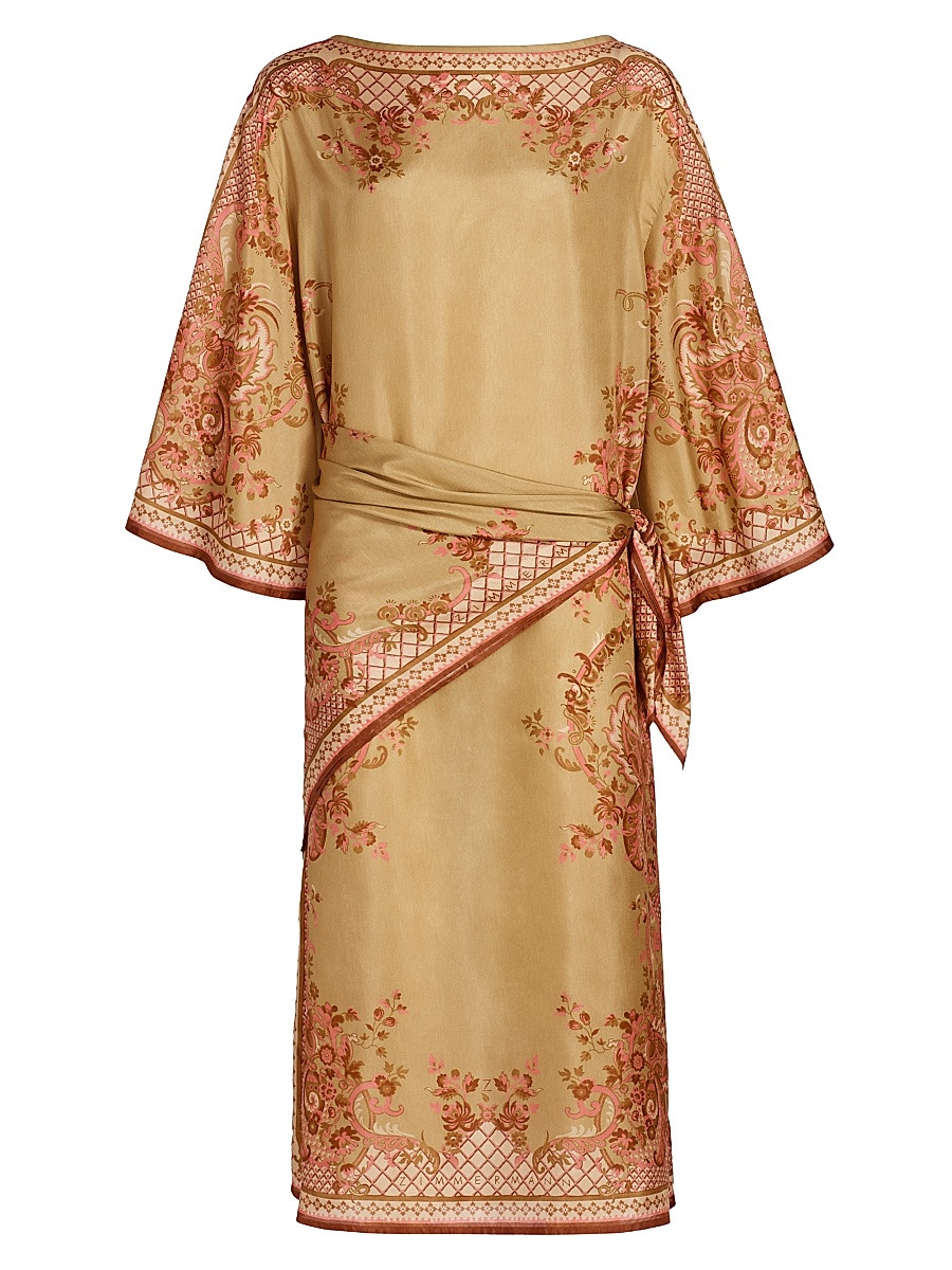 Women's Aster Silk Tunic Midi-Dress - Sage Paisley Floral - Size 0 | Saks Fifth Avenue