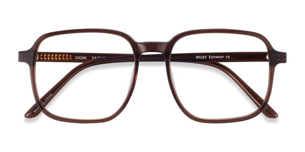 Ozone - Square Clear Brown Frame Glasses For Men | EyeBuyDirect | EyeBuyDirect.com