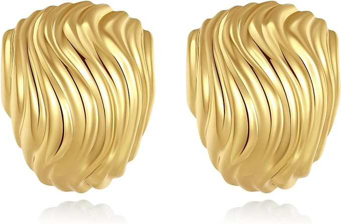 Anten Pink Big Chunky Gold Earrings for Women Trendy Statement Drop Stud, Hypoallergenic Vintage ... | Amazon (US)