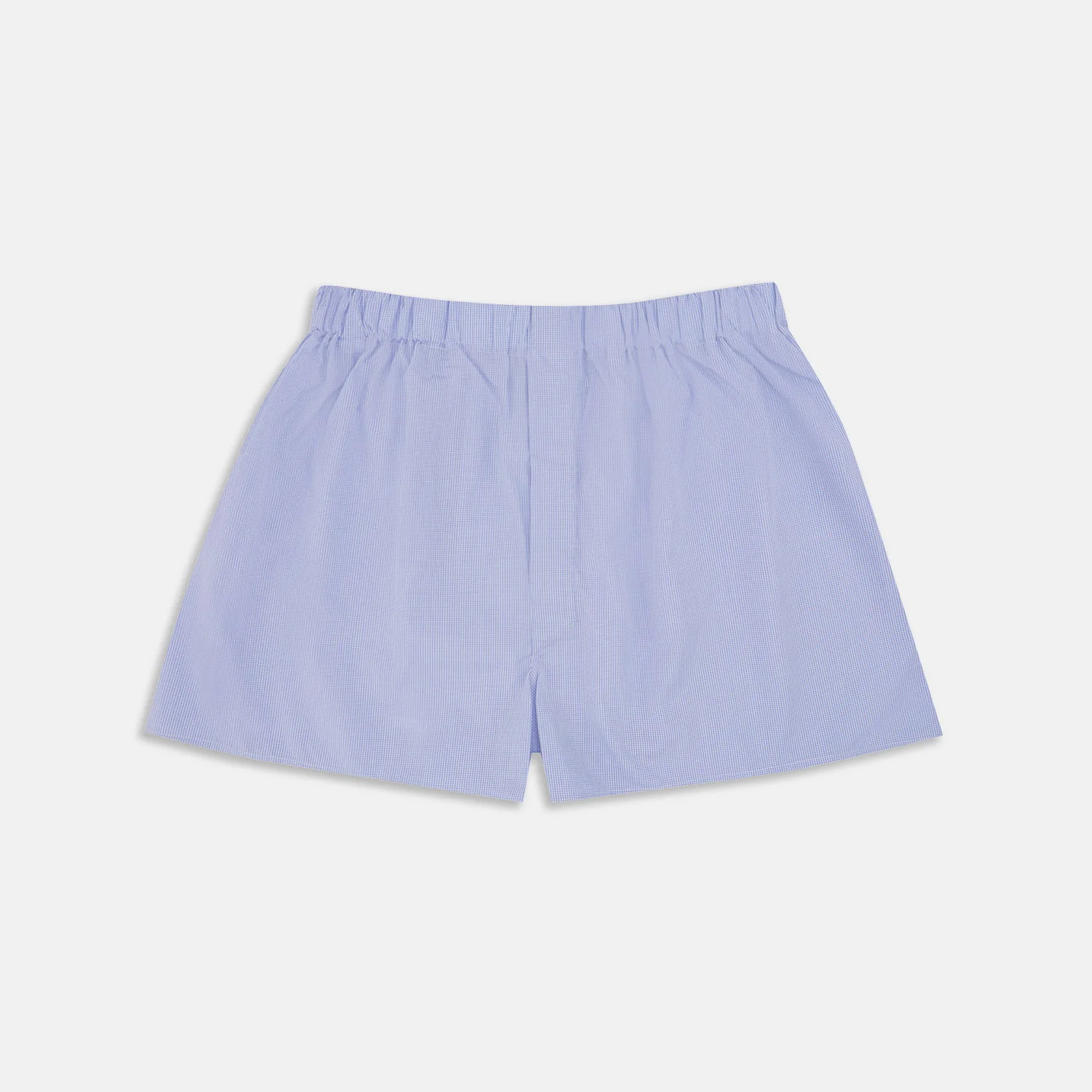 Blue Fine Check Cotton Sea Island Quality Boxer Shorts | Turnbull & Asser