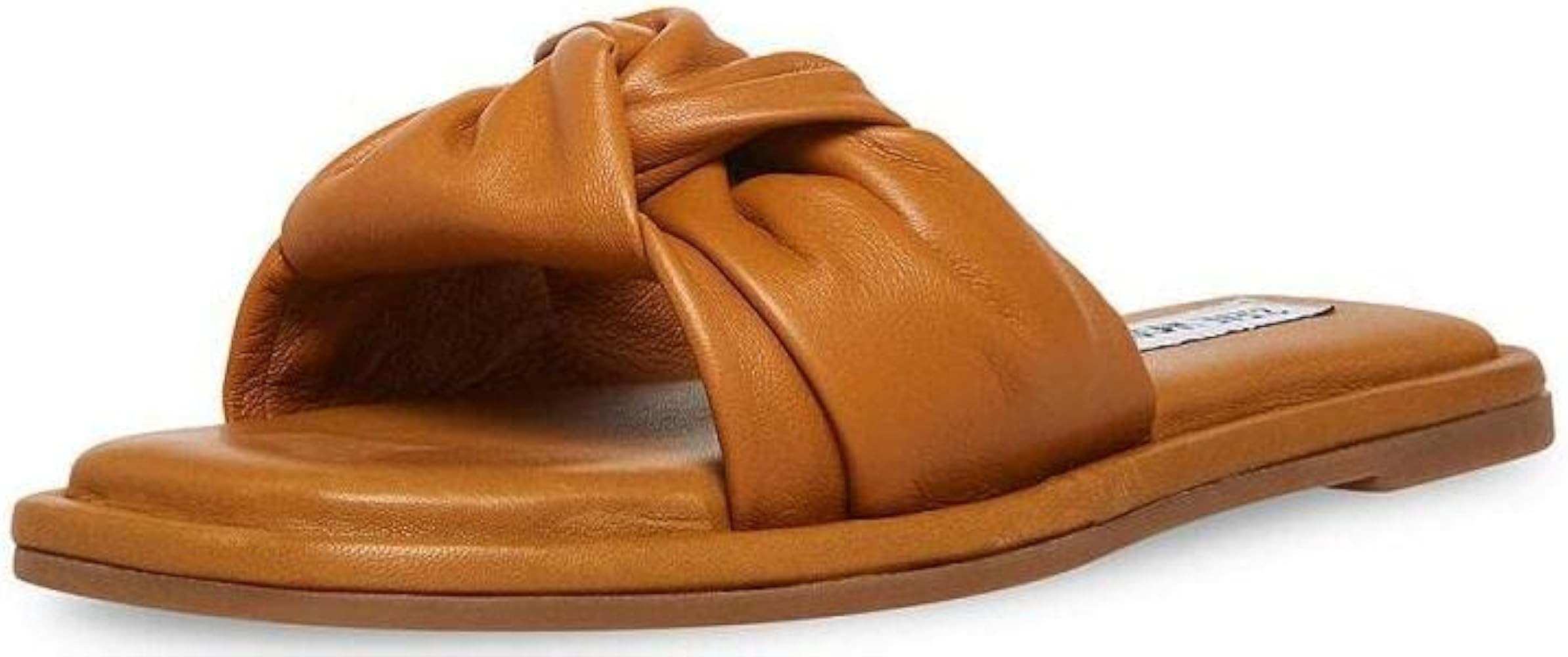 Steve Madden Tatiana Cognac Flat Heel Knot Straps Squared Toe Slip On Sandals | Amazon (US)
