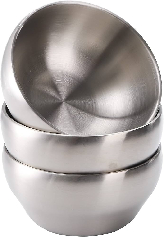 Youeon 3 Pack 28 Oz SUS304 Brushed Stainless Steel Bowls, Double Wall Insulated Bowls, Stainless ... | Amazon (US)