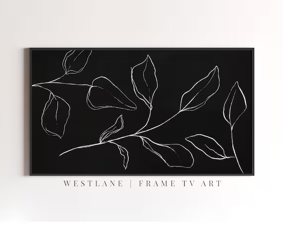 Flower Samsung Frame TV Art Download  Black Botanical Modern | Etsy UK | Etsy (UK)
