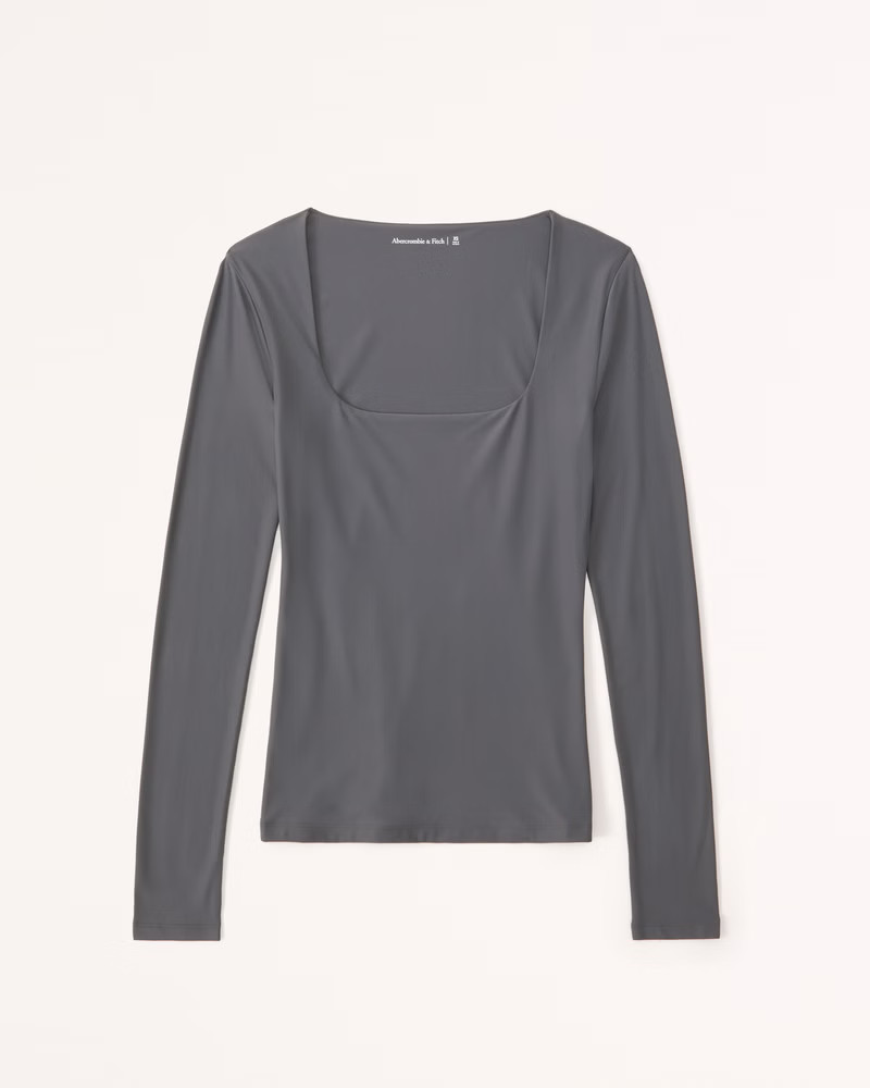 Women's Soft Matte Seamless Long-Sleeve Squareneck Top | Women's Tops | Abercrombie.com | Abercrombie & Fitch (US)
