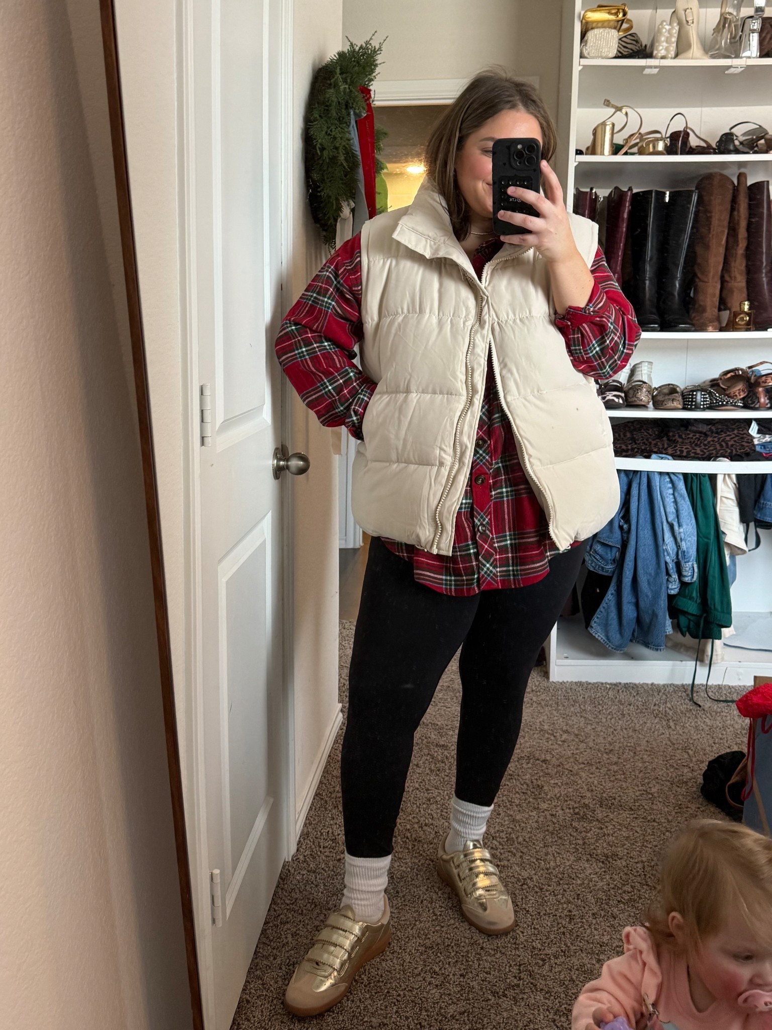 Winter ootd. Wearing 2x in plaid tunic flannel. Xl in leggings. Xxl in puffer jacket 

#LTKPlusSize #LTKFindsUnder50 #LTKHoliday