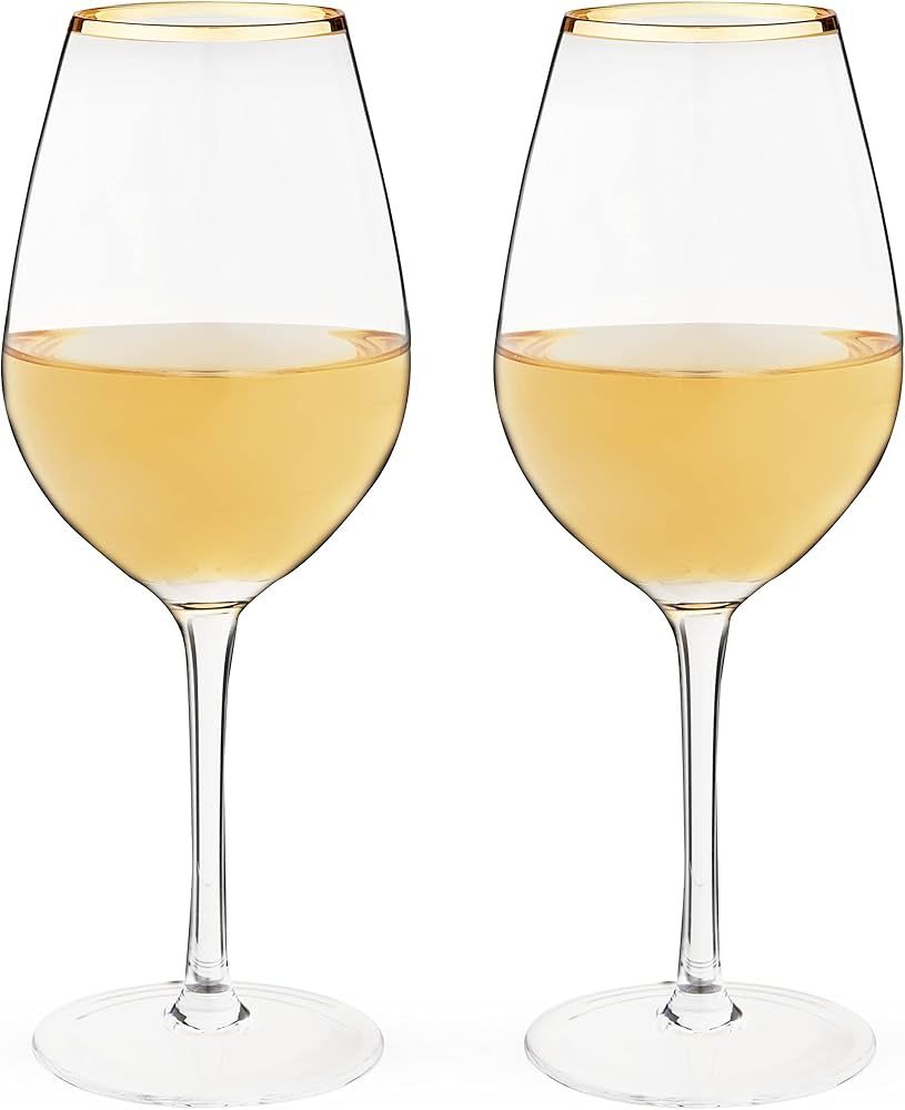 Twine Gilded Wine Glasses, Gold Rimmed Clear Wine Glass Set, Stemmed Wine Glasses, Set of 2, 14 O... | Amazon (US)