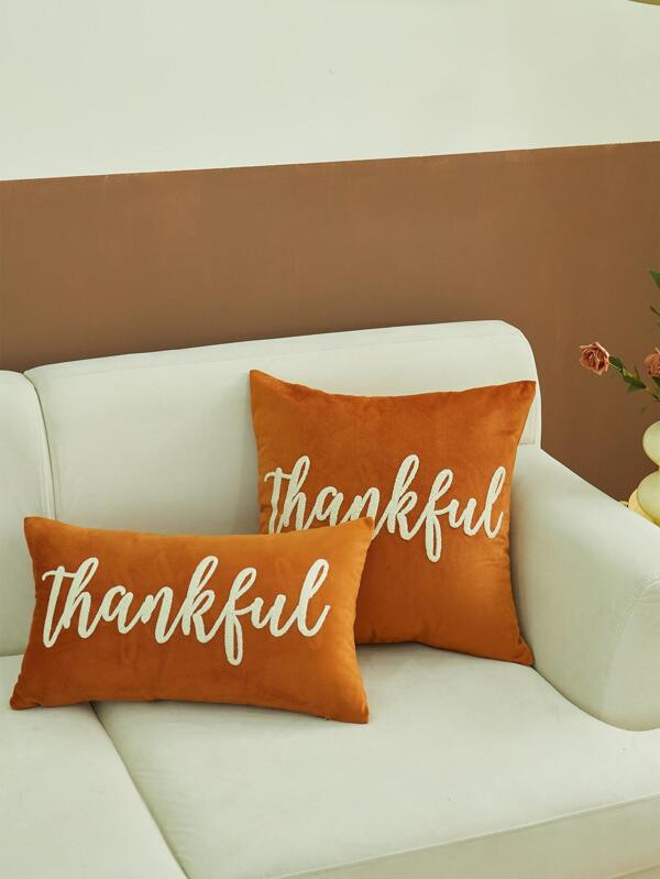 1pc Letter Embroidered Cushion Cover Without Filler | SHEIN
