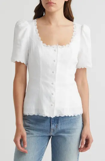 Anabella Linen Button-Up Top | Nordstrom