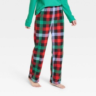 Women's Buffalo Check Fleece Matching Family Pajama Pants - Wondershop™ Green/Red/Black | Target