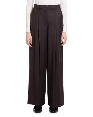 Theory Wide Leg Pleated Wool Trousers | Bloomingdale's (US)