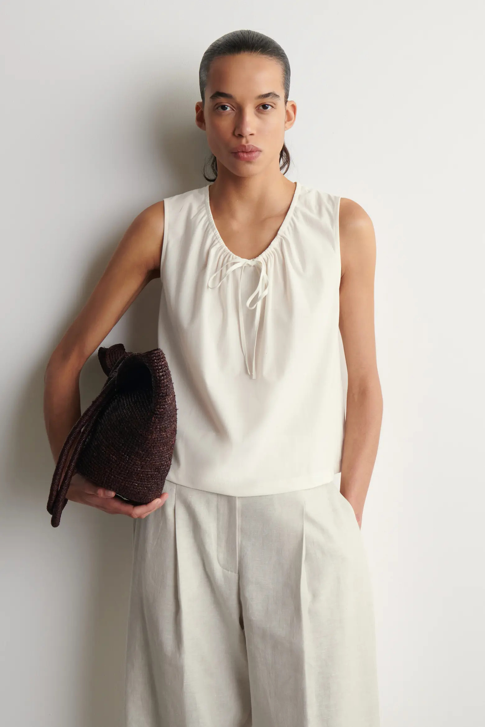 Gathered-neck Jersey Tank Top (Women) | Nordstrom | Nordstrom