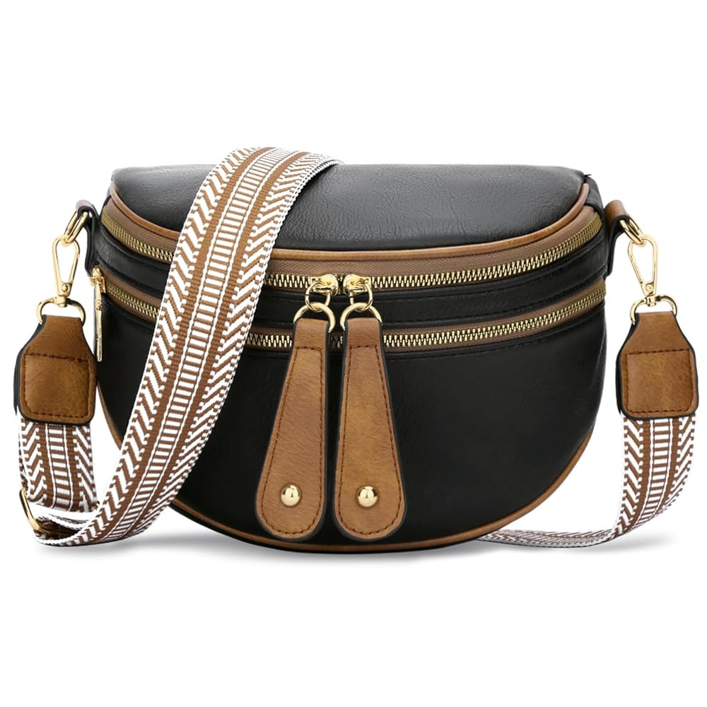 KKXIU Crossbody Sling Bag for Women Trendy Fanny Pack Vegan Leather Chest Bag | Amazon (US)